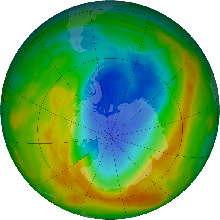 Antarctic ozone map for 02 November 1986